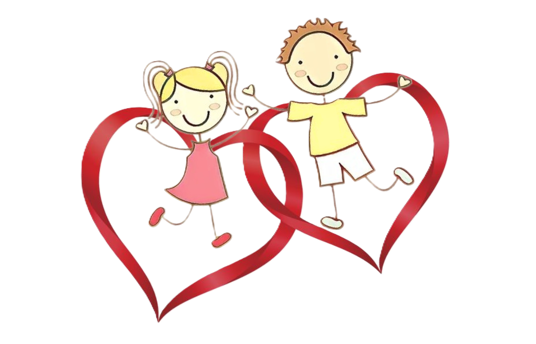 Children with heart ribbons